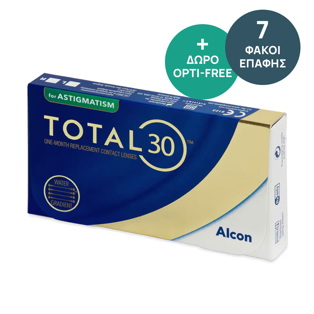 Alcon-TOTAL30-fpr-astigmatism-6pack Alcon TOTAL30 for Astigmatism 6pack + 1 φακός + Opti-Free Express 355ml δώρο - Image 1